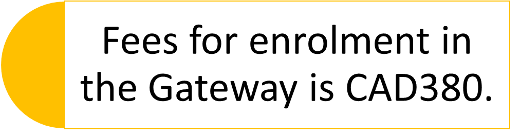 Fee for the enrollment in the Gateway is CAD380