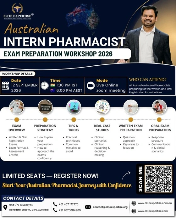 Australian Intern Pharmacist Exam Preparation Workshop 2026 – Live Online Workshop by Elite Expertise